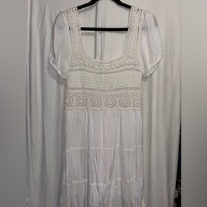 Jessica Simpson White Crochet Top Dress Size M